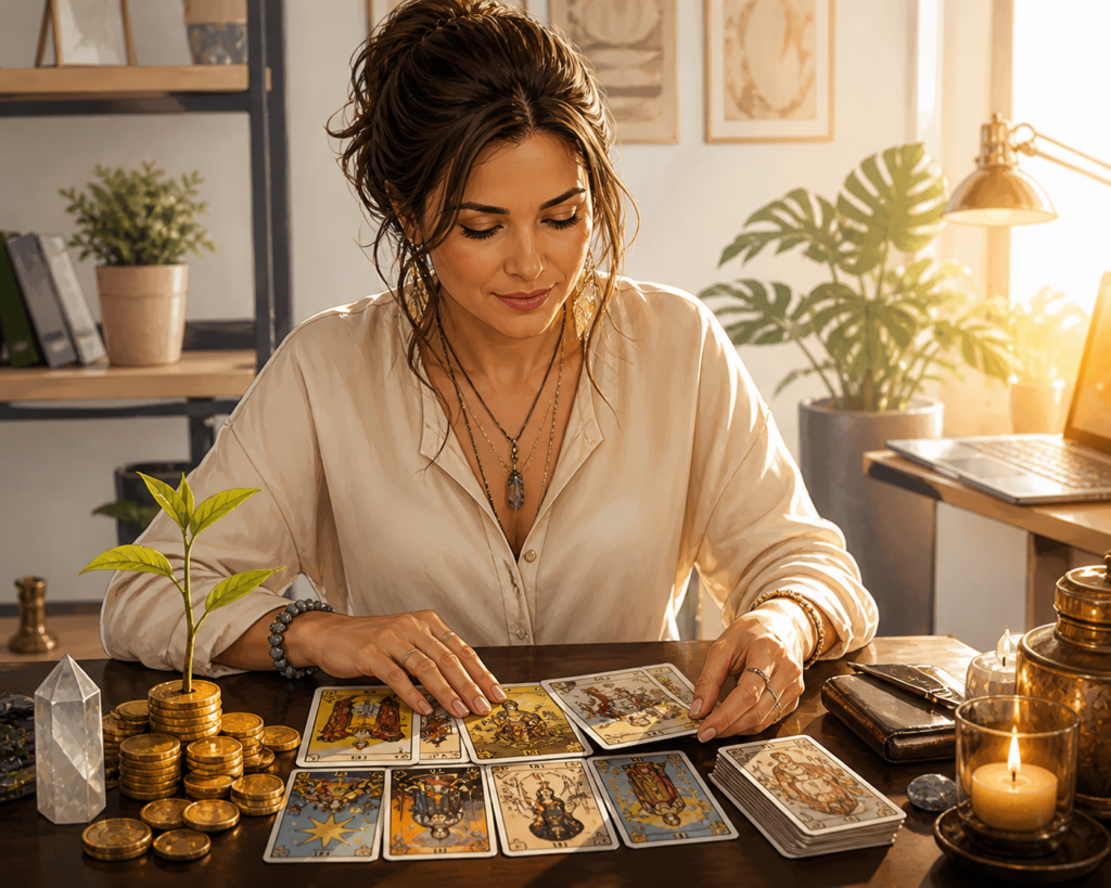 Lectura de tarot del dinero y trabajo en español para hispanos en USA — orientación económica con tarotistas.